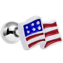 Load image into Gallery viewer, 16G 1/4 Red White Blue American Flag Tragus Cartilage Earring
