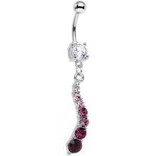 Load image into Gallery viewer, Clear Pink Purple Gem Fading Darkness Dangle Belly Ring
