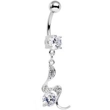 将图片加载到图库查看器，Clear Gem Coiled Wave Bling Dangle Belly Ring
