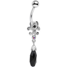 将图片加载到图库查看器，Aurora Black Gem Filigree Drop Dangle Belly Ring
