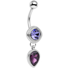 将图片加载到图库查看器，Violet Plum Purple CZ Gem Simpe Sass Dangle Belly Ring
