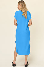 Load image into Gallery viewer, Double Take Full Size Round Neck Short Sleeve Slit Dress Stylish &amp; Comfortable Casual Dress
