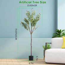 Load image into Gallery viewer, 5.9ft Artificial Olive Tree with Lush Olive Branches and Fruits with Black Planter Pot
