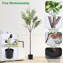 Load image into Gallery viewer, 5.9ft Artificial Olive Tree with Lush Olive Branches and Fruits with Black Planter Pot
