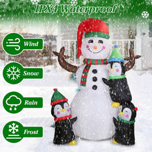 Load image into Gallery viewer, 5.9Ft Snowman and Penguin Blow Up Yard Decoration with LED Light Built-in Air Blower
