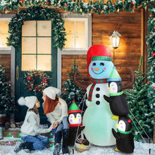 Load image into Gallery viewer, 5.9Ft Snowman and Penguin Blow Up Yard Decoration with LED Light Built-in Air Blower

