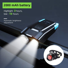 Load image into Gallery viewer, Bicycle Front Light USB Rechargeable Smart Headlight With Horn LED Bike Lamp Headlight Waterproof Bicycle Light With Horn Speaker Touch Switch USB Power Display 4000mAh
