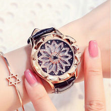 将图片加载到图库查看器，Luxury White Flower Womens Watch Analog Quartz Waterproof Wristwatches Elegant Leather Strap Modern Design
