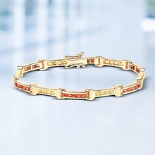 Load image into Gallery viewer, 6.48 Carat Genuine Orange Sapphire and Yellow Sapphire .925 Sterling Silver Bracelet

