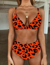 将图片加载到图库查看器，High Waist Swimwear Women Push Up Beachwear  Women High Waist Two Piece Bikini Swimsuit Halter Twist Front Bathing Suit Swimwear Solid Bathing Suit Animal Leopard Female Swimsuit Women Bikini
