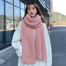 Load image into Gallery viewer, Winter Simple Soft Colorful Knitted Wool Scarf Solid Warm Scarves Lightweight Casual Couple Muffler Striped Elegant Hijab Cashmere Scarf Neck Scarf Christmas Gift For  Women
