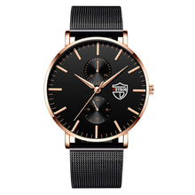 将图片加载到图库查看器，Black 3Bar Watch Men Women'S Watches Ladies Watch With Crystals  Fashion Stainless Steel Band Comfortable Wristwatch
