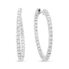 Load image into Gallery viewer, 18K White Gold 3 5/8 Cttw Round Diamond Curved Inside-Outside Hoop Earrings (F-G Color, VS1-VS2 Clarity)
