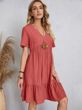 Load image into Gallery viewer, Classic Full Size V-Neck Short Sleeve Dress Casual &amp; Comfortable Dress for Women

