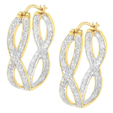 Load image into Gallery viewer, 10K Yellow and White Gold 1/4 cttw Diamond Double Infinity Hoop Earrings (I-J Clarity, I1-I2 Color)
