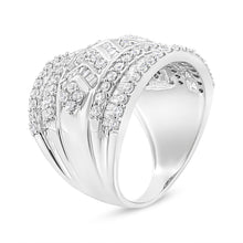 Load image into Gallery viewer, .925 Sterling Silver 2.0 Cttw Diamond Edge Multi-Row Ring Band ( J-K Color, I3 Clarity) - Ring Size 7
