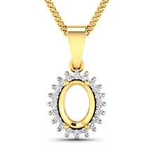 Load image into Gallery viewer, 0.13 Carat Genuine White Diamond 14K Yellow Gold Semi Mount Pendant - holds 8x6mm Oval Gemstone
