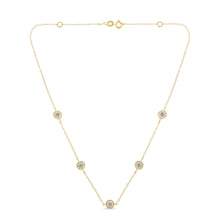 将图片加载到图库查看器，Yellow Color Plated Sterling Silver Diamond Station Necklace (1/2 cttw, K-L Color, I2-I3 Clarity)
