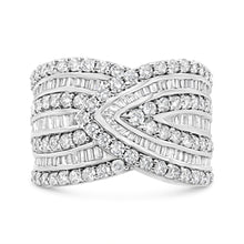Load image into Gallery viewer, .925 Sterling Silver 2 3/8 Cttw Diamond Multi Row Overlay Band Ring ( J-K Color, I3 Clarity) - Ring Size 7
