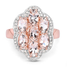 Load image into Gallery viewer, 3.06 Carat Genuine Morganite and White Diamond .925 Sterling Silver Ring
