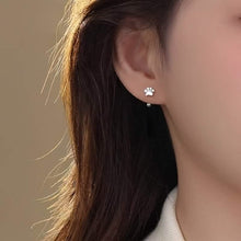 Load image into Gallery viewer, Sterling Silver Cat Paw Earrings – Screw-Back Studs, Elegant &amp; Simple
