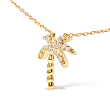 Load image into Gallery viewer, 10K Yellow Gold 1/10 Cttw Round Diamond Palm Tree 18" Inch Pendant Necklace (H-I Color, I1-I2 Clarity)
