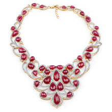 Load image into Gallery viewer, 160.14 Carat Glass Filled Ruby and White Diamond .925 Sterling Silver Necklace
