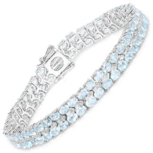 Load image into Gallery viewer, 17.22 Carat Genuine Blue Topaz and White Diamond .925 Sterling Silver Bracelet
