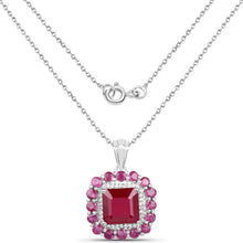 Load image into Gallery viewer, 8.48 Carat Glass Filled Ruby and White Topaz .925 Sterling Silver Pendant
