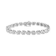 将图片加载到图库查看器，.925 Sterling Silver 1/4 Cttw Miracle Set Diamond "X" Link Bracelet (I-J Color, I3 Clarity) - 7.25"

