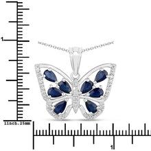 Load image into Gallery viewer, 1.67 Carat Genuine Blue Sapphire and White Zircon .925 Sterling Silver Pendant
