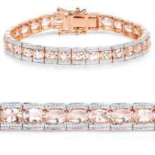 Load image into Gallery viewer, 18K Rose Gold Plated 11.60 Carat Genuine Morganite .925 Sterling Silver Bracelet
