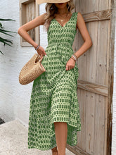 Load image into Gallery viewer, Vintage Printed V-Neck Tie Waist Midi Dress Lightweight Trendy &amp; Elegant Dress for Women
