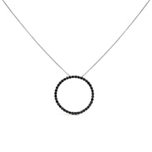 将图片加载到图库查看器，.925 Sterling Silver 4.0 Cttw Black Diamond Open Hoop Circle 18" Pendant Necklace (Black Color, I2-I3 Clarity)
