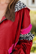 将图片加载到图库查看器，Colorful Women's Leopard Print Zip-Up Hooded Jacket Trendy Long Sleeve Outerwear with Pockets
