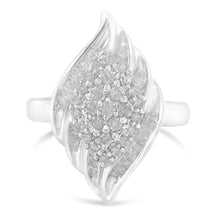 将图片加载到图库查看器，.925 Sterling Silver Â¾ Cttw Round and Baguette Cut Diamond Stair-Stepped Cluster Waterfall Cocktail Ring (I-J Color, I2-I3 Clarity) - Size 6
