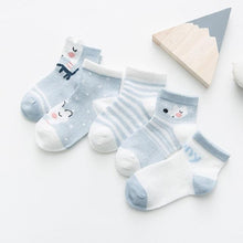 Load image into Gallery viewer, 5Pairs 0-2Y Infant Baby Socks Baby Socks for Girls Cotton Mesh Cute Newborn Boy Toddler Socks Baby Clothes Accessories
