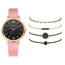 将图片加载到图库查看器，5Pcs Elegant Stylish Buckle Quartz Wrist Watch Set - Fashion Watches For Women and Girls
