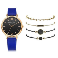 将图片加载到图库查看器，5Pcs Elegant Stylish Buckle Quartz Wrist Watch Set - Fashion Watches For Women and Girls
