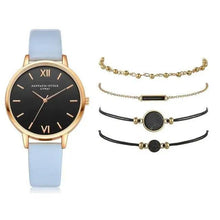 将图片加载到图库查看器，5Pcs Elegant Stylish Buckle Quartz Wrist Watch Set - Fashion Watches For Women and Girls
