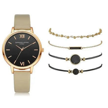 将图片加载到图库查看器，5Pcs Elegant Stylish Buckle Quartz Wrist Watch Set - Fashion Watches For Women and Girls
