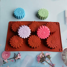 Load image into Gallery viewer, 6 Holes Flower Shaped Silicone Mold Sunflower Flower Form Fondant Molds Handmade Soap Baking Crafts Cake Mould Decoration Tools Silicone Flower Shape Soap Molds
