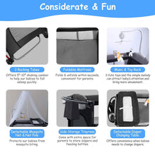 将图片加载到图库查看器，6-in-1 Foldable Baby Crib with Activity Center Diaper Changing Table
