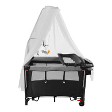 将图片加载到图库查看器，6-in-1 Foldable Baby Crib with Activity Center Diaper Changing Table
