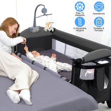 将图片加载到图库查看器，6-in-1 Foldable Baby Crib with Activity Center Diaper Changing Table
