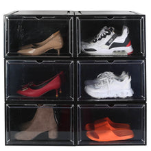 将图片加载到图库查看器，6-Pack: Collapsible Shoe Box Stackable Shoe Storage Bin with Magnetic Door
