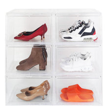 将图片加载到图库查看器，6-Pack: Collapsible Shoe Box Stackable Shoe Storage Bin with Magnetic Door
