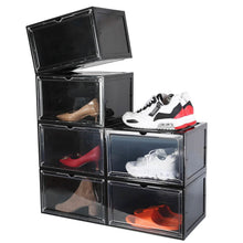 将图片加载到图库查看器，6-Pack: Collapsible Shoe Box Stackable Shoe Storage Bin with Magnetic Door
