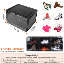 将图片加载到图库查看器，6-Pack: Collapsible Shoe Box Stackable Shoe Storage Bin with Magnetic Door
