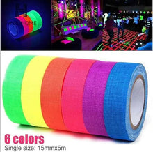 Load image into Gallery viewer, 6-Pack: UV Gaffer Fluorescent Party Tape Blacklight Reactive Glow In The Dark Tape
